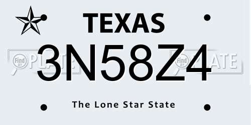3N58Z4 Texas License Plate