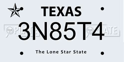 3N85T4 Texas License Plate