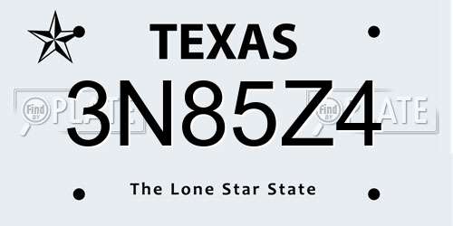 3N85Z4 Texas License Plate