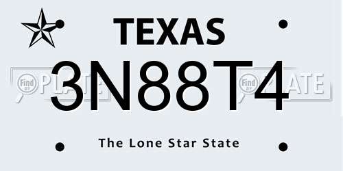 3N88T4 Texas License Plate