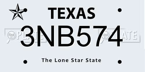 3NB574 Texas License Plate