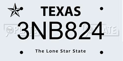 3NB824 Texas License Plate