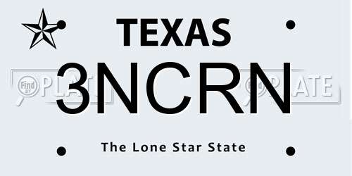 3NCRN Texas License Plate