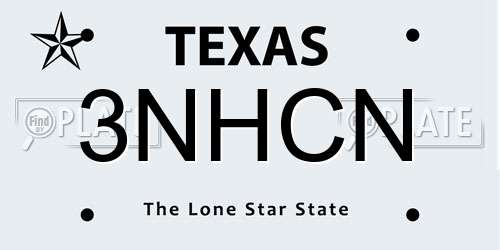 3NHCN Texas License Plate