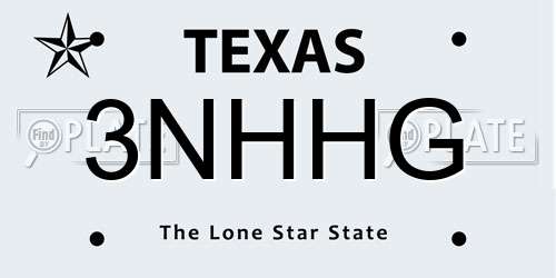 3NHHG Texas License Plate