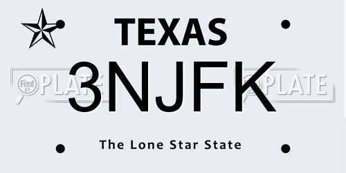 3NJFK Texas License Plate