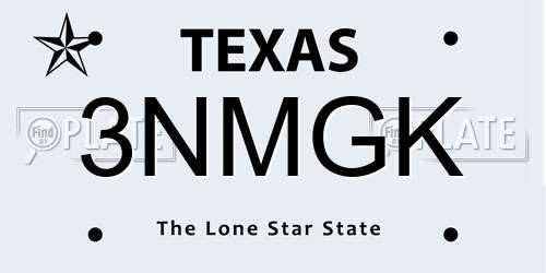 3NMGK Texas License Plate