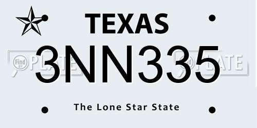 3NN335 Texas License Plate