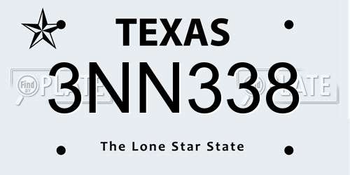 3NN338 Texas License Plate