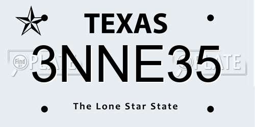 3NNE35 Texas License Plate