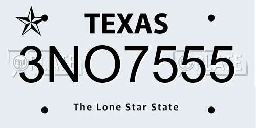 3NO7555 Texas License Plate