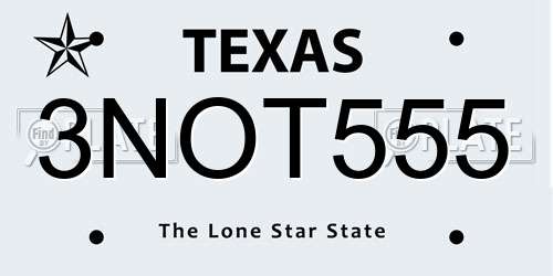 3NOT555 Texas License Plate