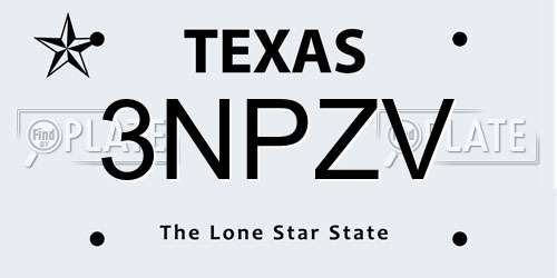 3NPZV Texas License Plate