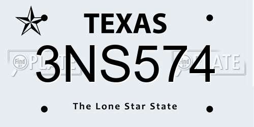 3NS574 Texas License Plate