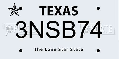 3NSB74 Texas License Plate