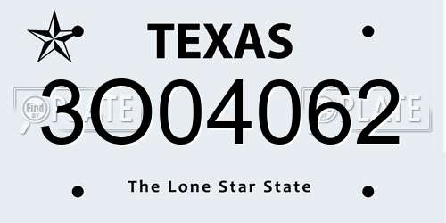 3O04062 Texas License Plate