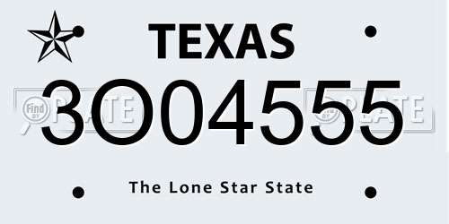 3O04555 Texas License Plate