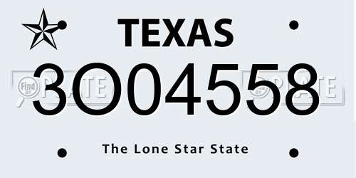 3O04558 Texas License Plate