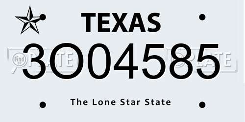 3O04585 Texas License Plate