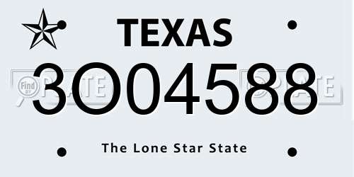 3O04588 Texas License Plate