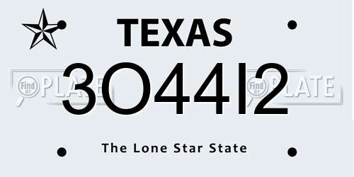 3O44I2 Texas License Plate