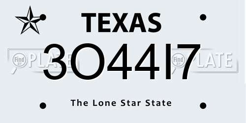 3O44I7 Texas License Plate