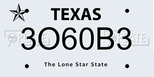 3O60B3 Texas License Plate