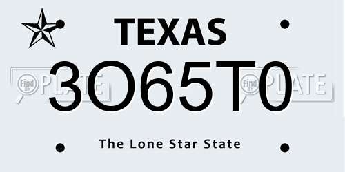 3O65T0 Texas License Plate