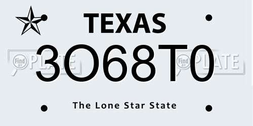 3O68T0 Texas License Plate