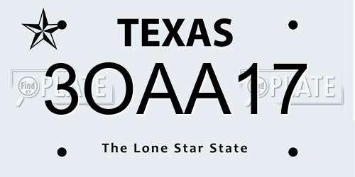 3OAA17 Texas License Plate