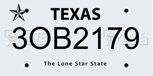 3OB2179 Texas License Plate