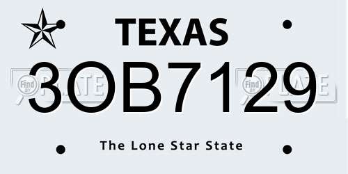 3OB7129 Texas License Plate