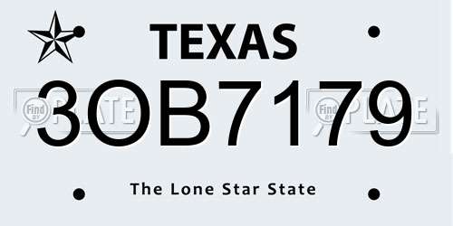 3OB7179 Texas License Plate