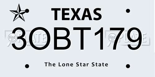 3OBT179 Texas License Plate