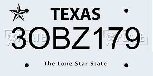 3OBZ179 Texas License Plate