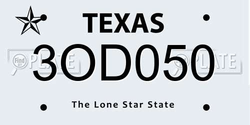 3OD050 Texas License Plate