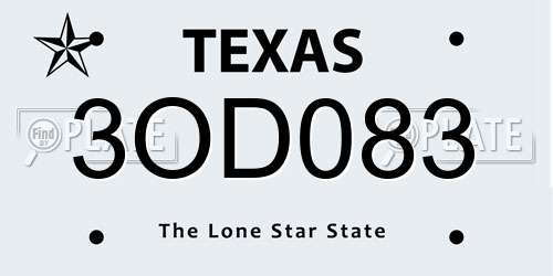3OD083 Texas License Plate