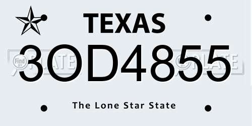 3OD4855 Texas License Plate
