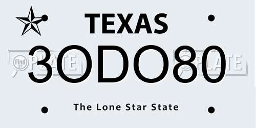 3ODO80 Texas License Plate