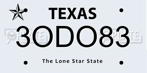 3ODO83 Texas License Plate