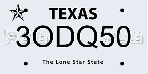 3ODQ50 Texas License Plate