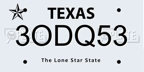 3ODQ53 Texas License Plate