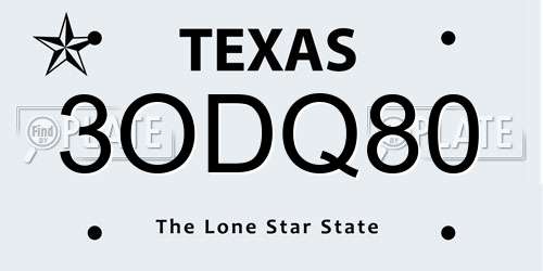 3ODQ80 Texas License Plate
