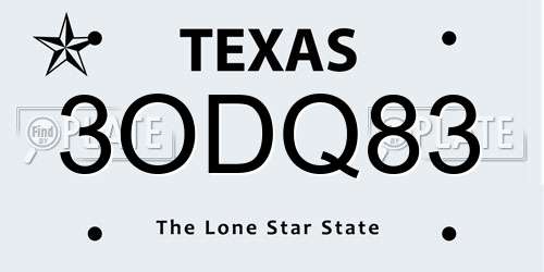3ODQ83 Texas License Plate