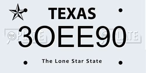 3OEE90 Texas License Plate