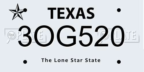 3OG520 Texas License Plate