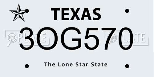 3OG570 Texas License Plate