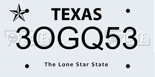 3OGQ53 Texas License Plate