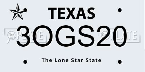 3OGS20 Texas License Plate