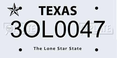 3OL0047 Texas License Plate